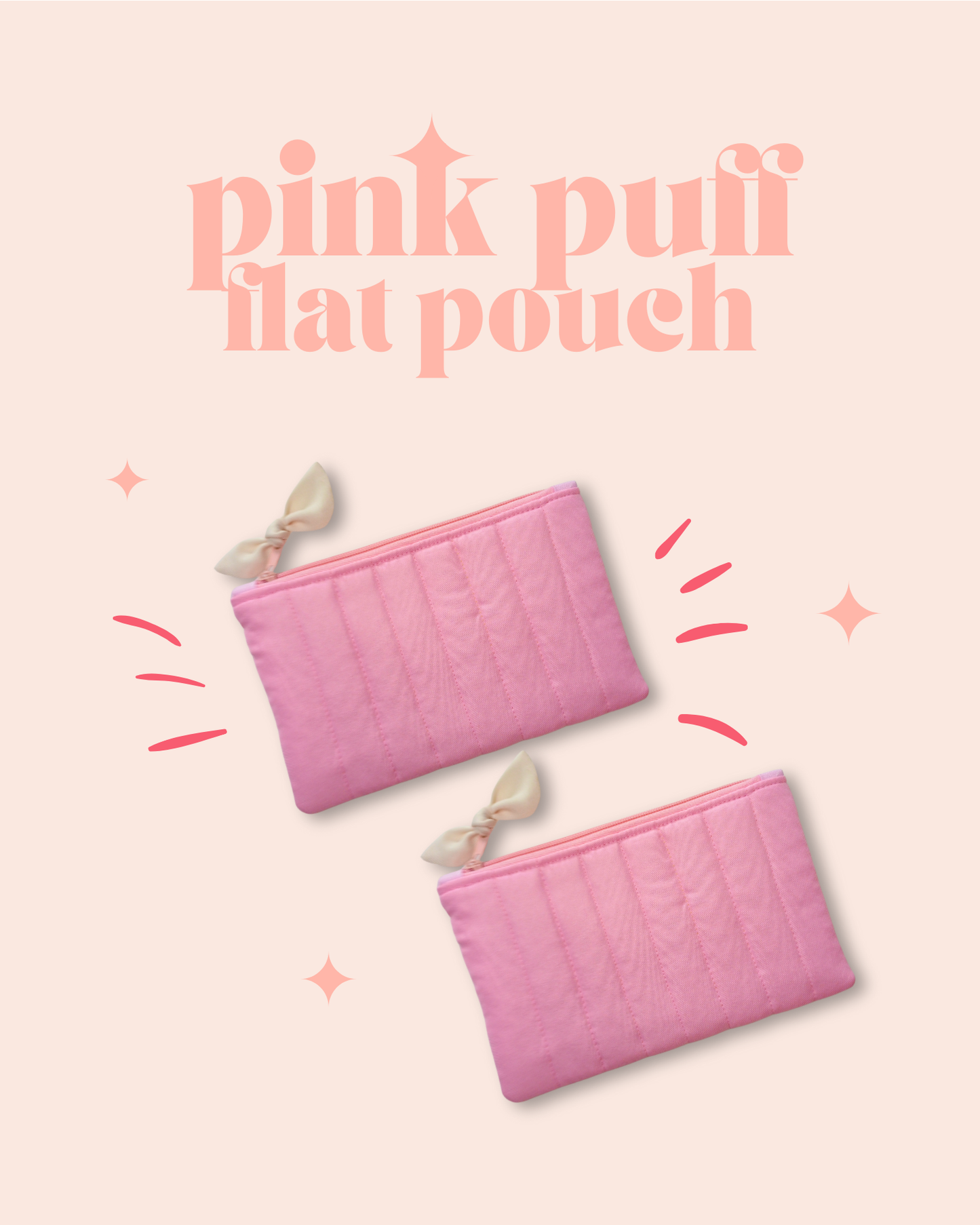 Pink Puff Flat Pouch (medium)